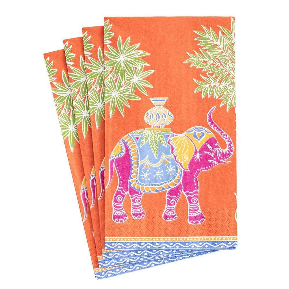 Royal Elephant Guest Towel Napkins - Orange