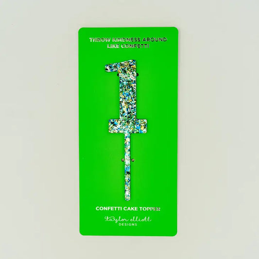 Blue/Green Confetti Cake Topper | 1