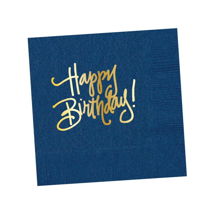 Happy Birthday Cocktail Napkins - Navy
