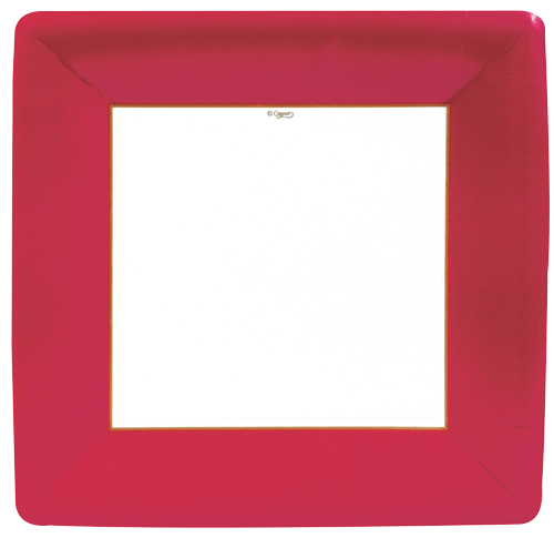 Grosgrain Border Red - Dinner Plates - Square