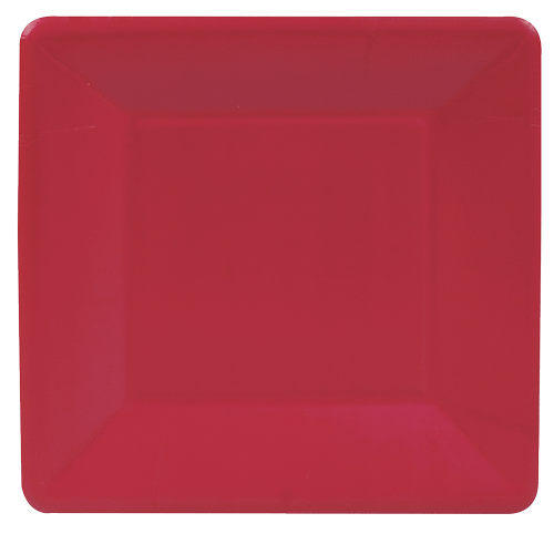 Grosgrain Border Red - Salad/Dessert Plates - Square