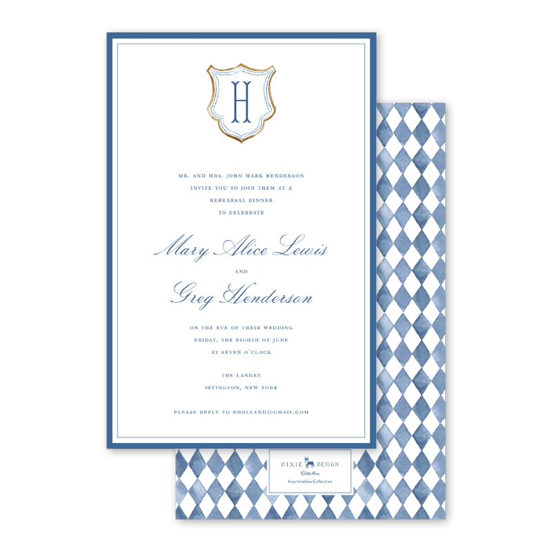 Blue Diamond Crest Invitation - 10 CT