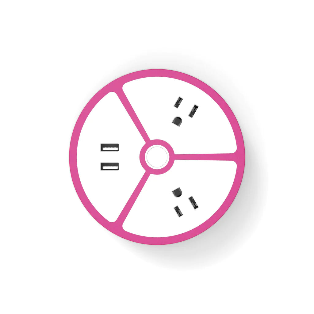 Power House Outlet + USB Port Charging | Pink