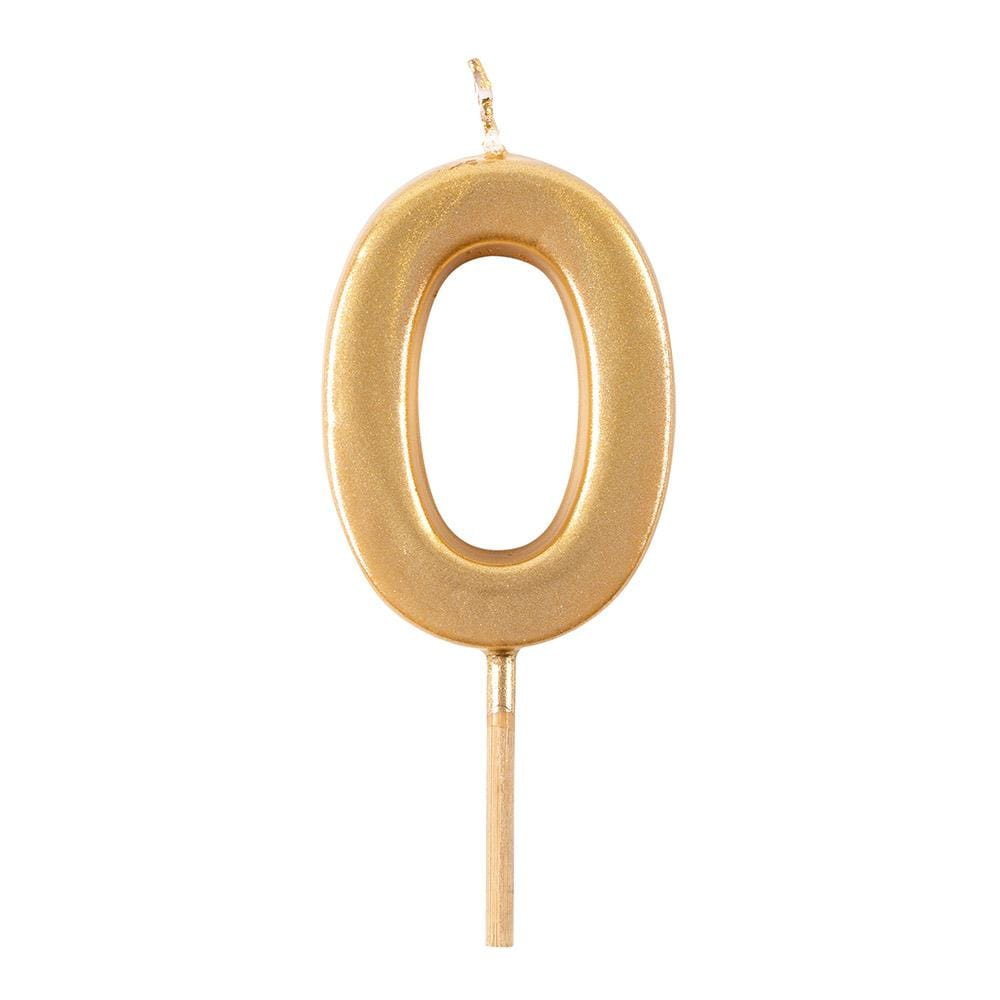 Gold Number Birthday Candle - Number 0