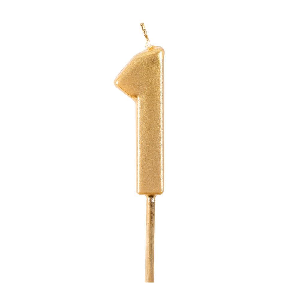 Gold Number Birthday Candle - Number 1