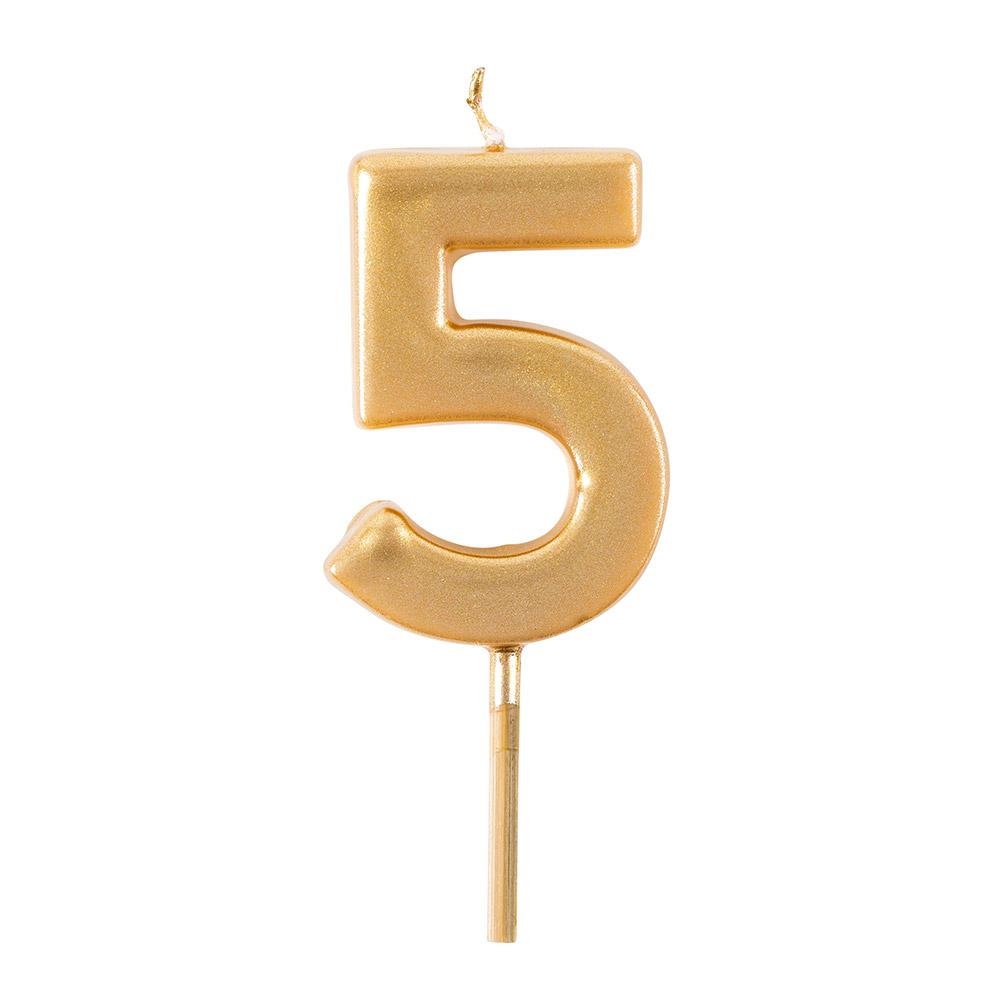 Gold Number Birthday Candle - Number 5