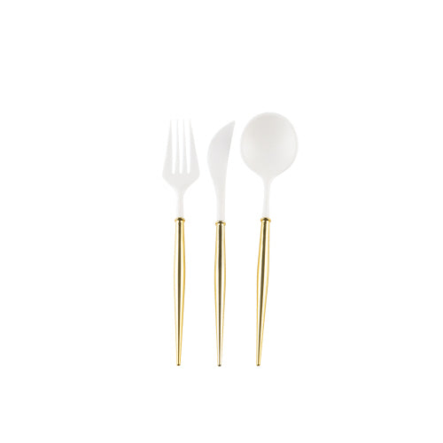 Bella Cutlery - White and Gold Handle - 24PC
