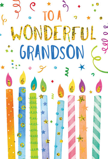 Candles And Confetti Birthday Grandson Card