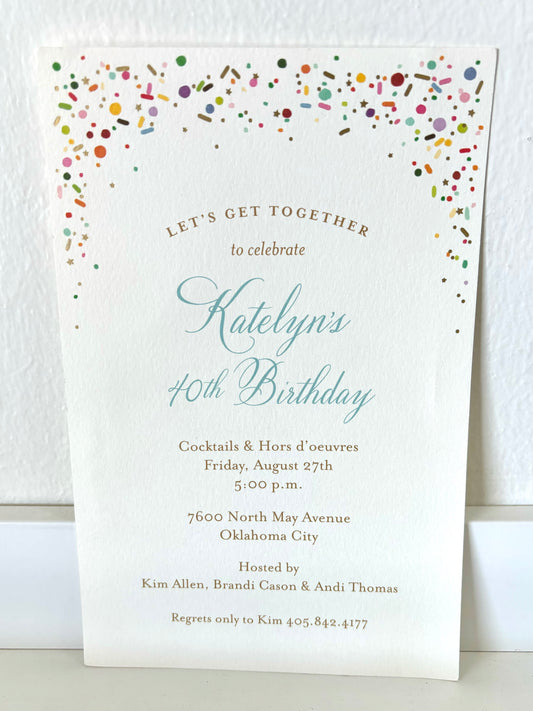 Sprinkles Gold Foil Invitations - 10 CT