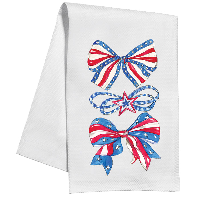 Kitchen Towel - Handpainted Patriotic Bow