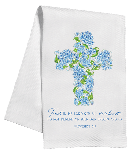 Kitchen Towel - Blue Floral Cross