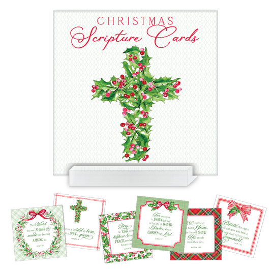 4x4 Flat Card with Stand - Holly Christmas Scripture Cards
