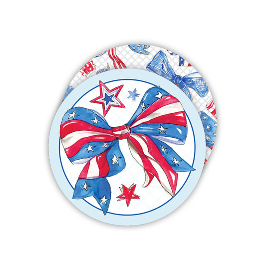 Round Coasters - Handpainted Patriotic Bow