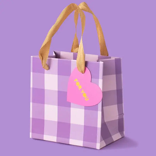 Purple Gingham Gift Bag - Medium