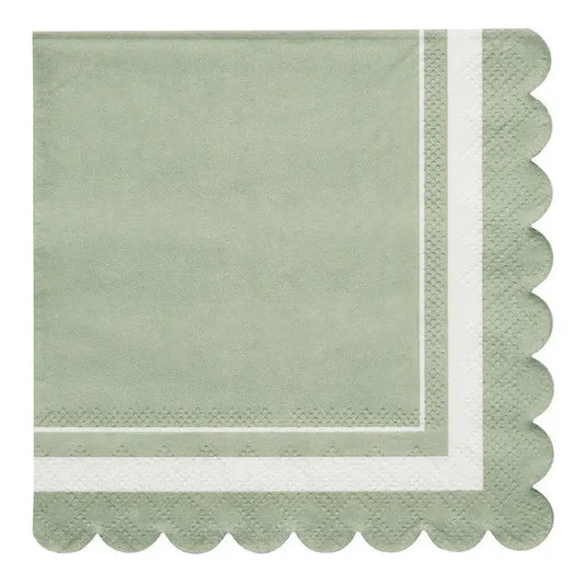 Cocktail Napkin - Scalloped Edge Sage