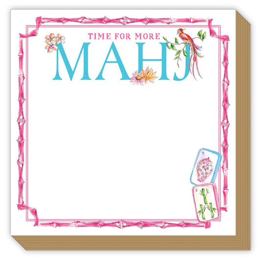 Luxe Notepad - Time For More Mahj Pink Bamboo Tiles