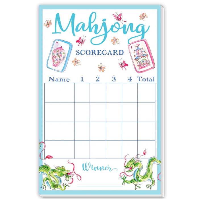 Large Notepad - Mahjong Scorecard Butterflies & Dragons