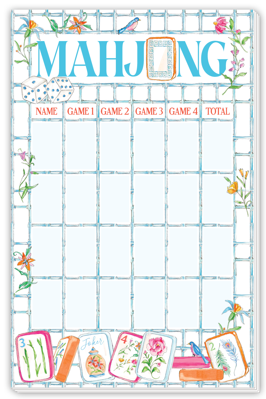 Large Notepad - Bamboo Mahjong Light Blue