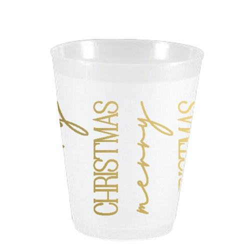 Frost Flex Cups - Merry Christmas Vertical Gold - 10 CT