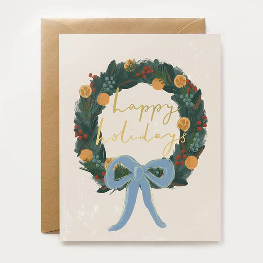 Happy Holidays Wreath Card