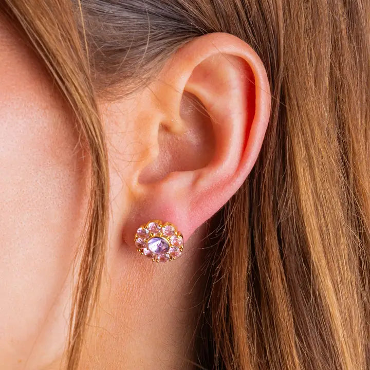 Stud Earrings - Caroline Flower Purple