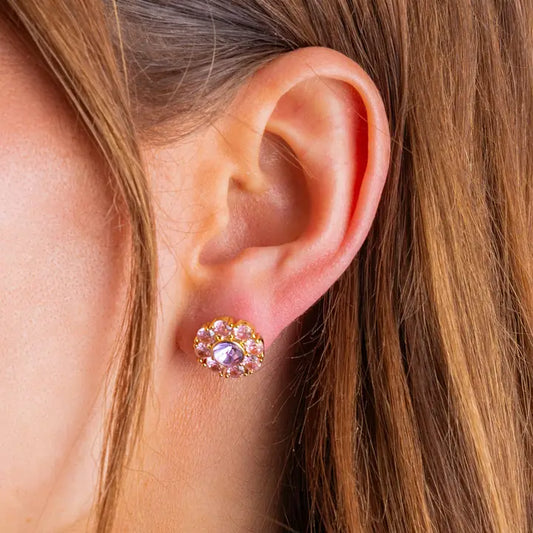 Stud Earrings - Caroline Flower Purple