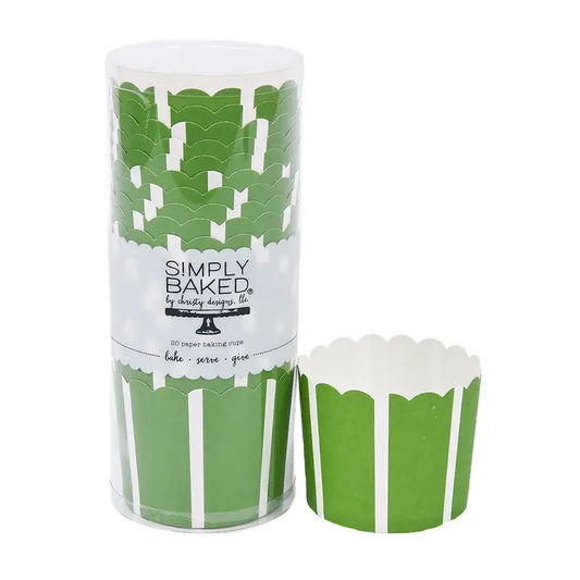 Large Baking Cups - Green Stripes