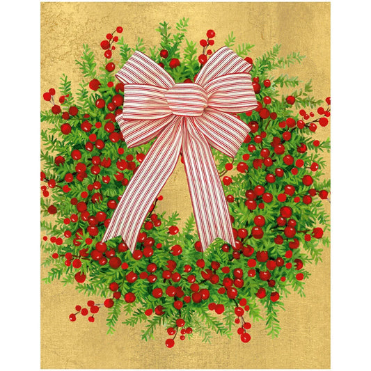 Petite Boxed Christmas Cards - Greenery and Berry Wreath with Bow