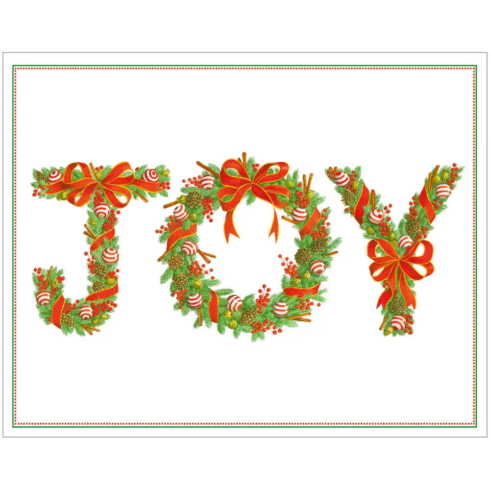 Petite Boxed Christmas Cards - Joy Peppermint Garland