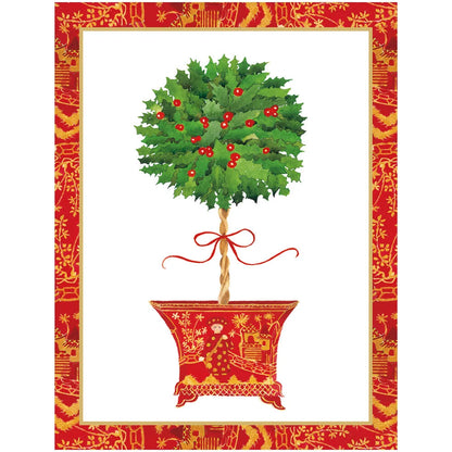 Boxed Christmas Cards - Holly Topiary in Red Pot