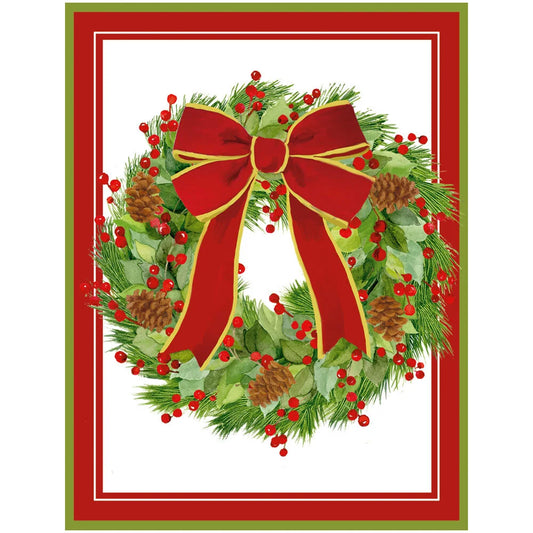 Boxed Christmas Cards - White Pine and Red Bow Wreath