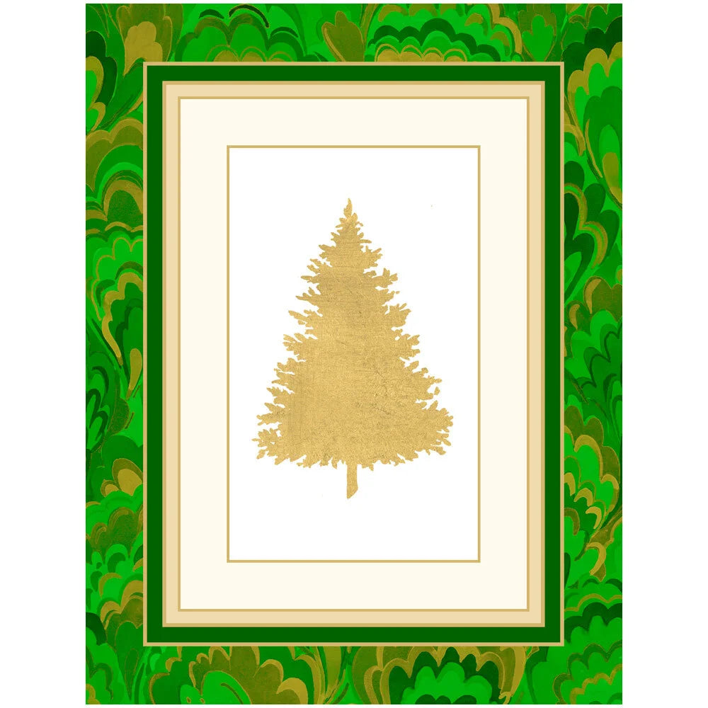 Boxed Christmas Cards - Christmas Tree Marbled Foil