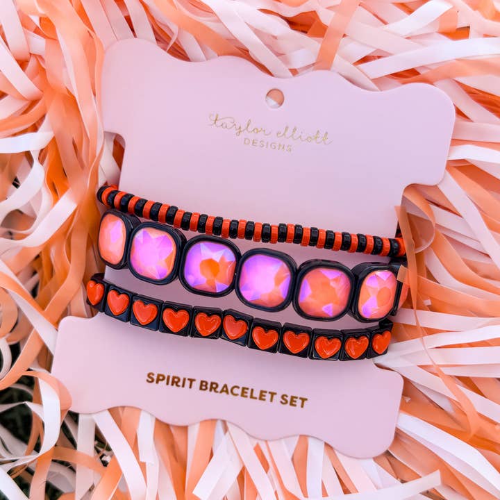 Spirit Bracelet Set - Orange + Black