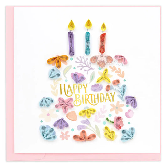 Quilled Card - Floral Birthday Cake