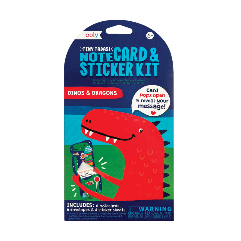Tiny Tada! Note Cards & Sticker Set - Dinos & Dragons