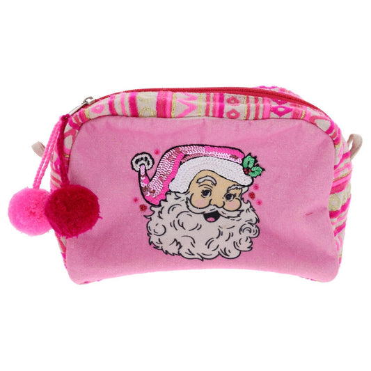 Tickled Pink Santa Multi-Purpose Zipper Pouch