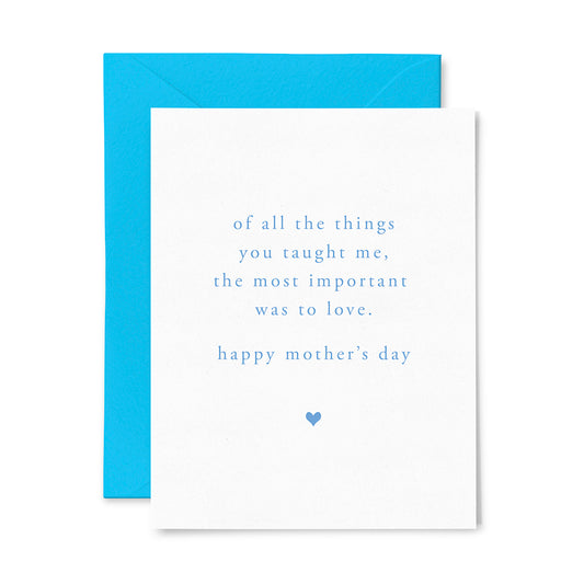 Letterpress Greeting Card - Mom Love Mothers Day