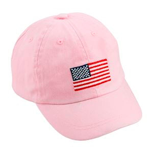 Baseball Hat - Embroidered - Pink Flag