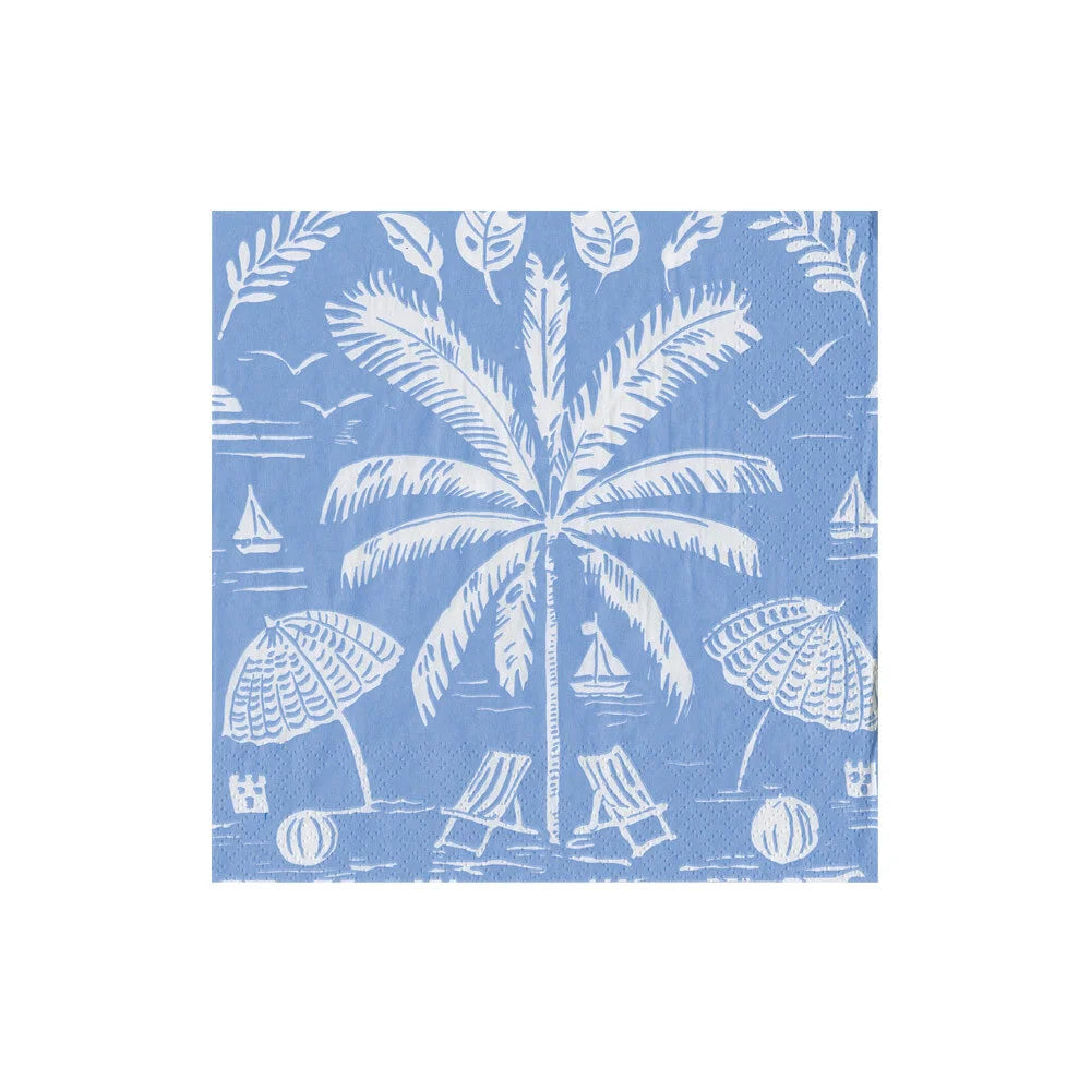 Cocktail Napkin - Palms and Parasols Ocean