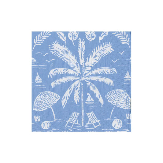 Cocktail Napkin - Palms and Parasols Ocean