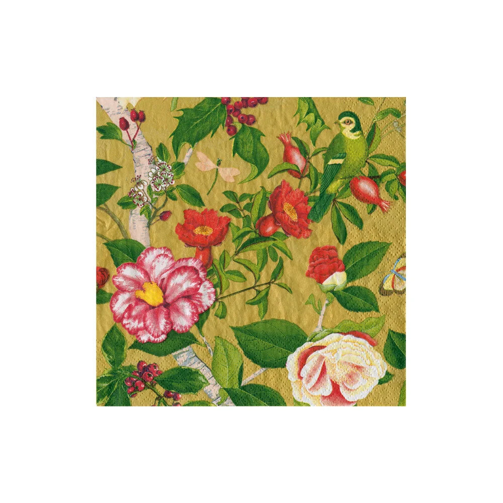 Cocktail Napkins - Christmas Chinoiserie Gold