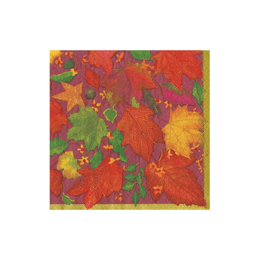 Cocktail Napkin - Swirling Leaves Burgundy