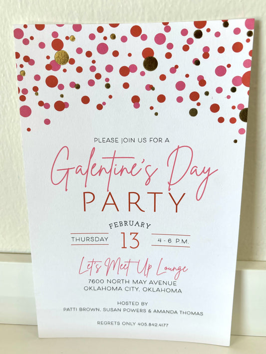 Pink and Red Confetti Foil Invitation - 10 CT