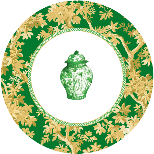 Salad/Dessert Plate - Ginger Jars Dark Green