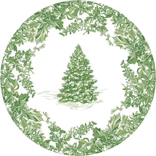 Salad/Dessert Plate - Christmas Tree Toile Sage/White