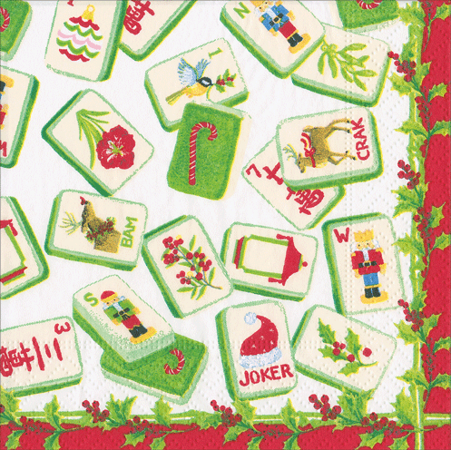 Cocktail Napkins - Christmas Mahjong