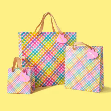 Colorful Gingham Gift Bag L