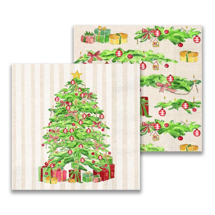 Cocktail Napkin - Christmas Tree with Presents