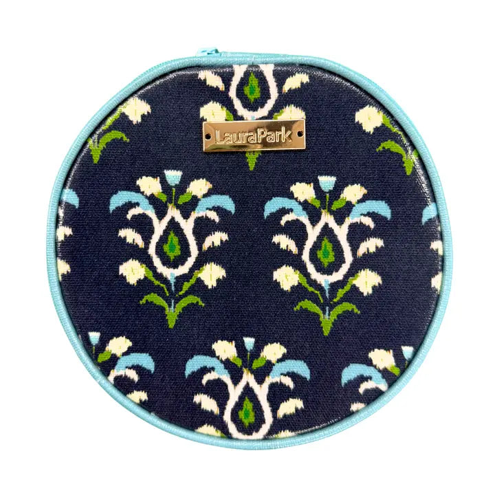 Round Jewelry Case - Rosemary Indigo