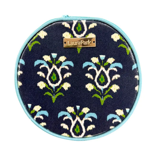 Round Jewelry Case - Rosemary Indigo